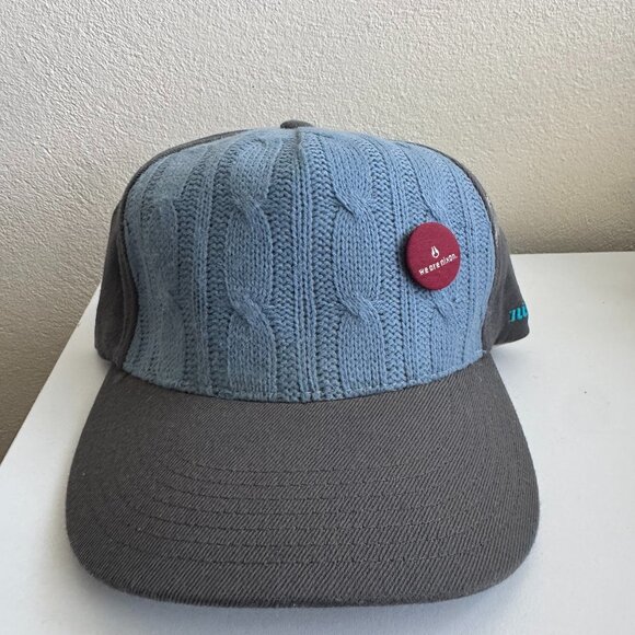 Nixon Knit Cable Panel Flexfit Hat S/M Gray Blue Wool Acrylic - Picture 1 of 8